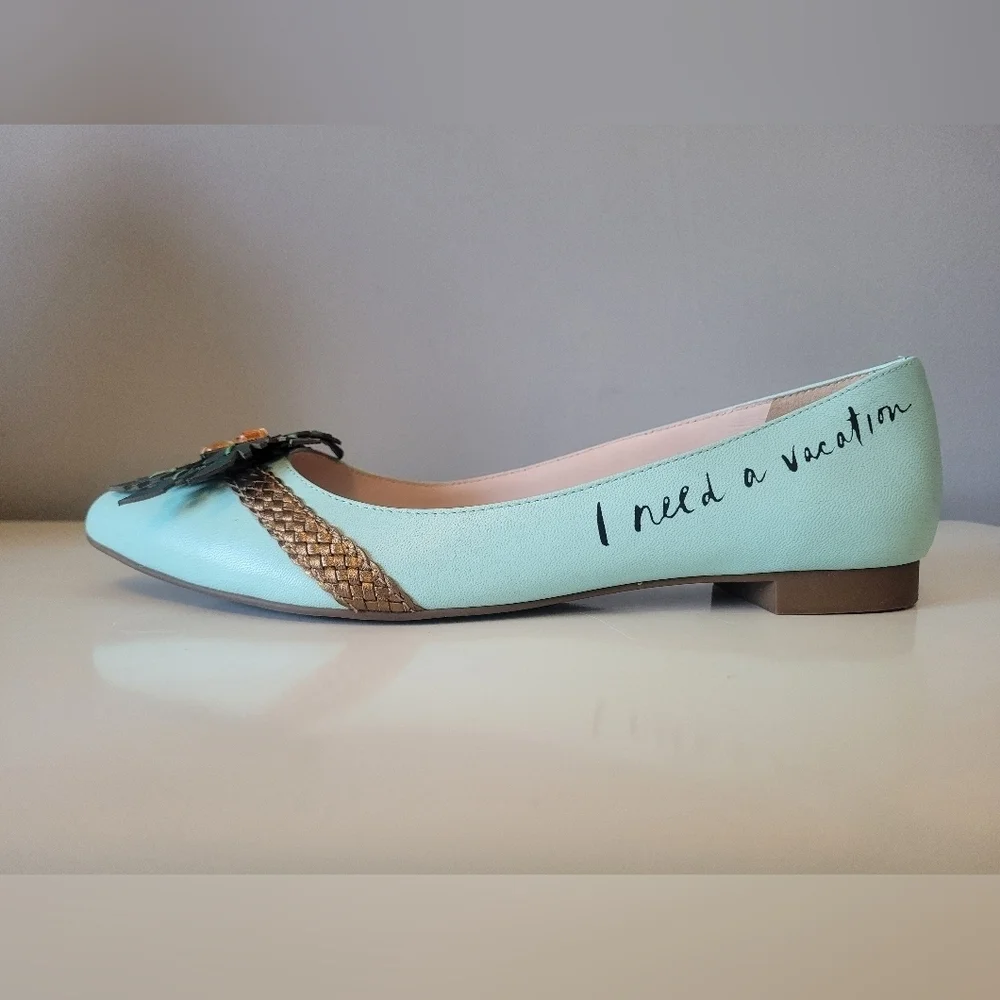 Kate Spade Evalina I Need A Vacation Flats, VGUC, Size 6.5